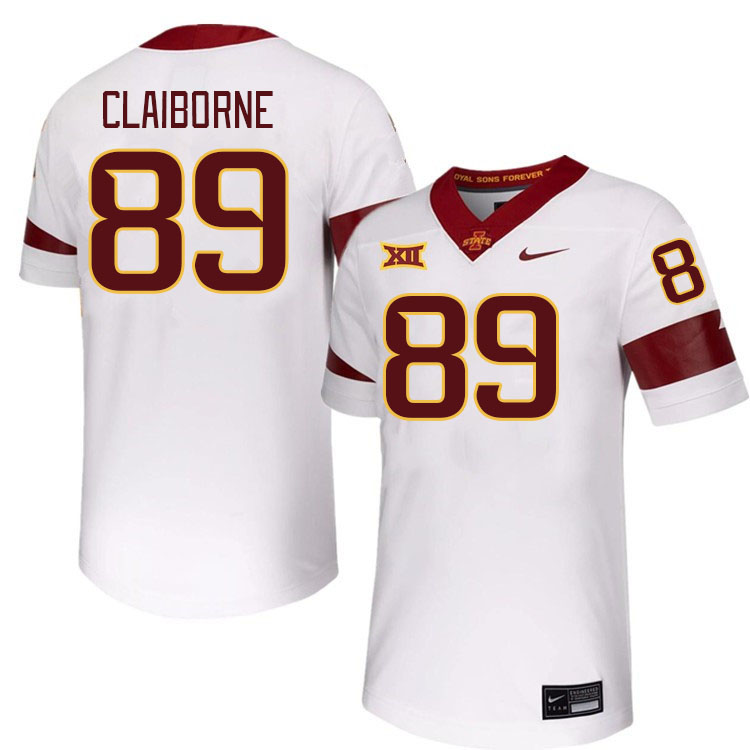 Men #89 Tyler Claiborne Iowa State Cyclones College Football Jerseys Stitched-White